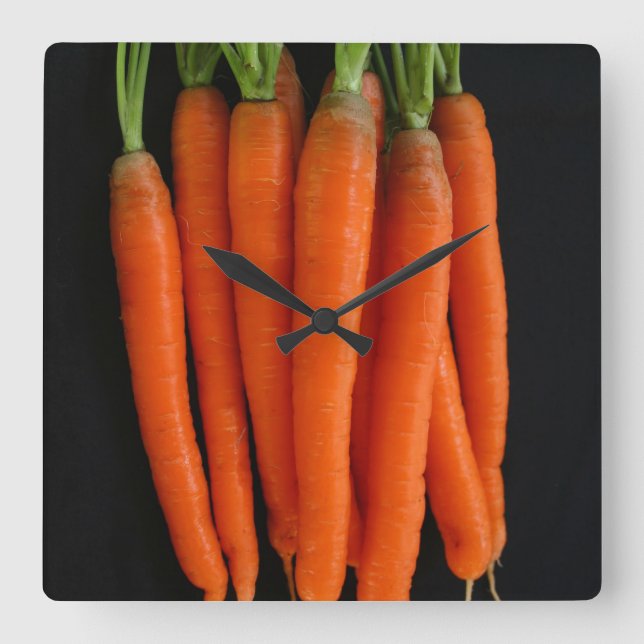 Fresh Carrots Square Wall Clock (Front)