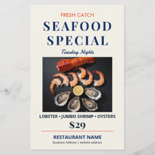 Fresh Catch Elegant Seafood Restaurant Special Flyer