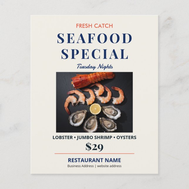 Fresh Catch Modern Seafood Restaurant Special Flyer (Front)