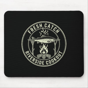 Fresh catch riverside cookout fishing angler mouse pad