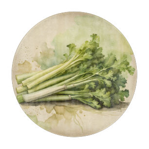 Fresh Celery Bunch Watercolor Cutting Board