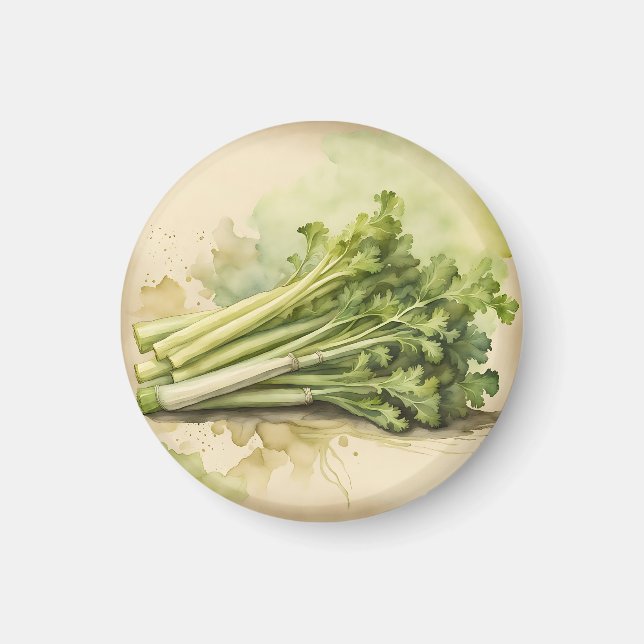 Fresh Celery Bunch Watercolor Magnet (Front)