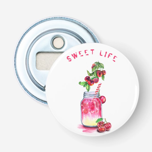 Fresh Cherries Drink Bottle Opener - Custom Text (Front)