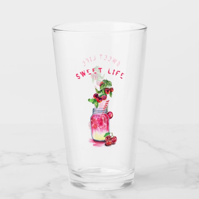 Fresh Cherry Drink Glass - Custom Text (Front)