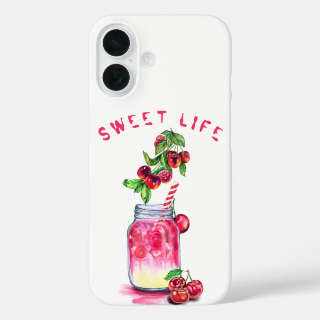 Fresh Cherry Drink iPhone Case - Custom Text (Back)