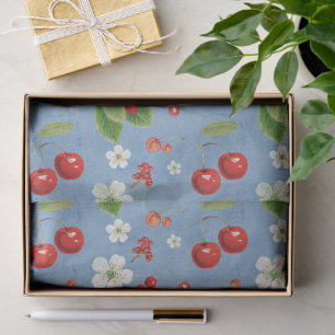 Fresh Cherry Harvest & Blossom Pattern Tissue Paper