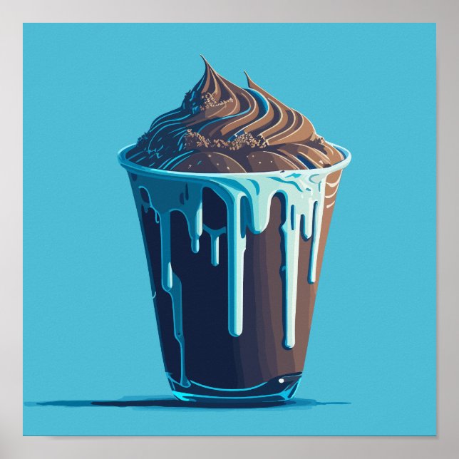 Fresh Chocolate Ice Cream in a Plastic Cup Poster (Front)