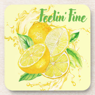 Fresh Citrus Coaster Set- Lemon Design