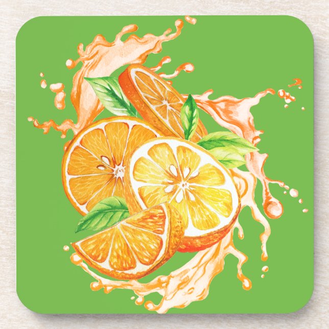 Fresh Citrus Coaster Set- Orange Design (Front)