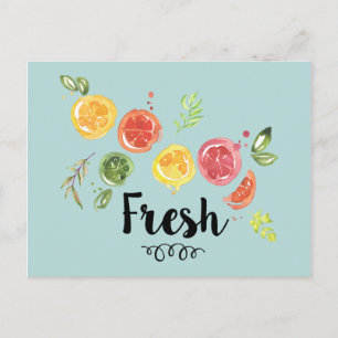 Fresh -  Citrus Fruits in Watercolor Postcard