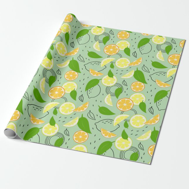 Fresh citrus fruits. wrapping paper (Unrolled)