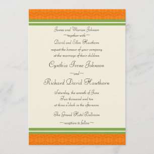 Fresh Citrus Orange Green Wedding Invitations