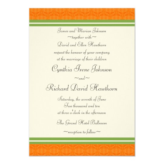 Fresh Citrus Orange Green Wedding Invitations