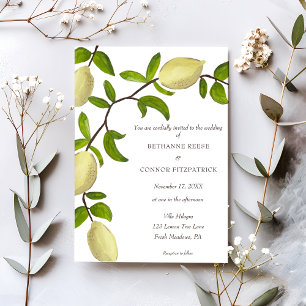 Fresh Citrus Painted Lemons Mediterranean Invitation