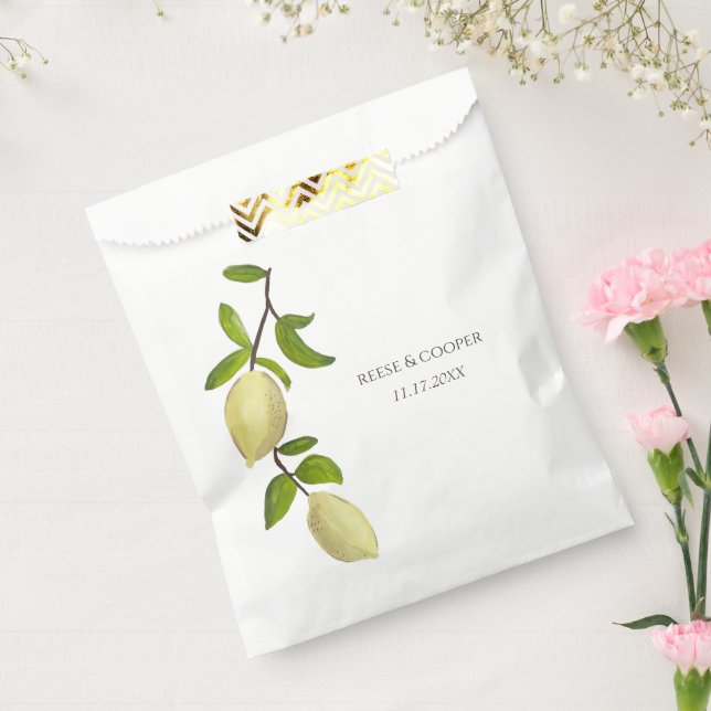 Fresh Citrus Painted Lemons Modern Mediterranean Favour Bag (Sealed)