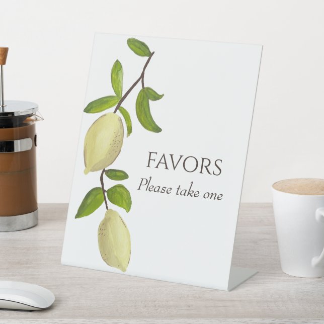 Fresh Citrus Painted Lemons Modern Mediterranean Pedestal Sign (In SItu)