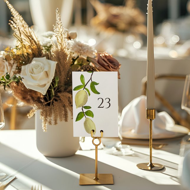 Fresh Citrus Painted Lemons Modern Mediterranean Table Number (Creator Uploaded)