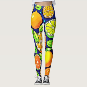 Fresh Citrus Slice Pattern Leggings