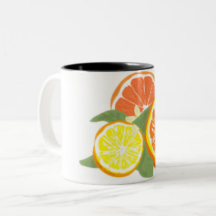Fresh Citrus Slices Orange Lemon Two-Tone Coffee Mug