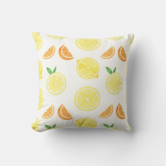 Fresh Citrus Slices Seamless Pattern Cushion (Front)