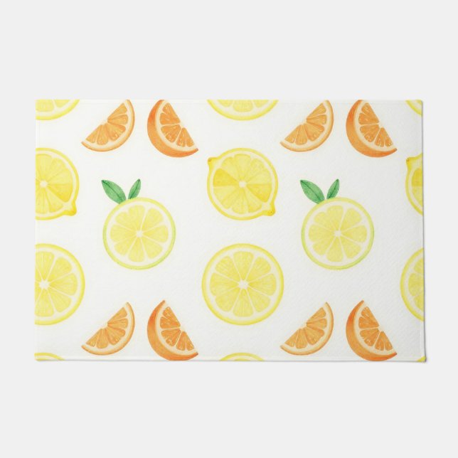 Fresh Citrus Slices Seamless Pattern Doormat (Front)