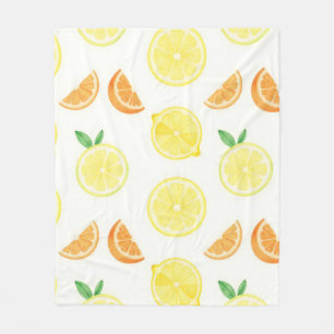 Fresh Citrus Slices Seamless Pattern Fleece Blanket