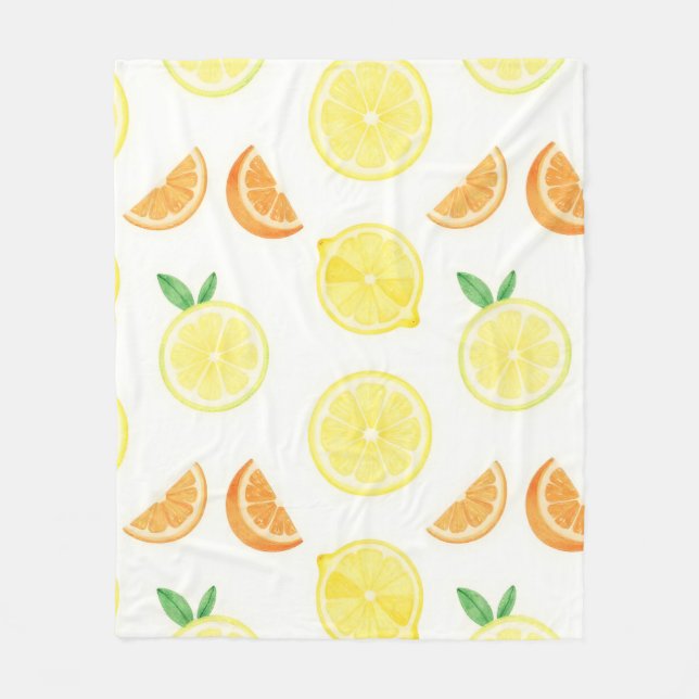 Fresh Citrus Slices Seamless Pattern Fleece Blanket (Front)