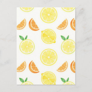 Fresh Citrus Slices Seamless Pattern Postcard