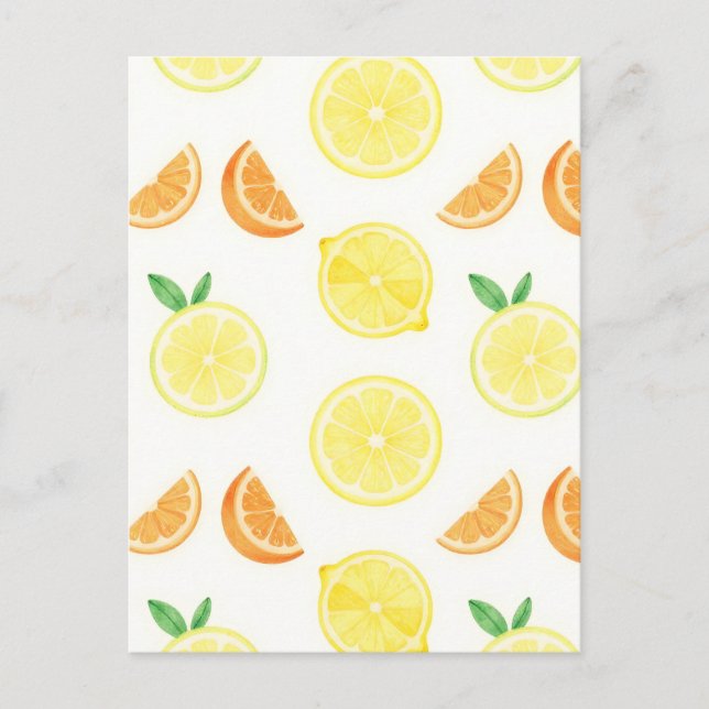 Fresh Citrus Slices Seamless Pattern Postcard (Front)