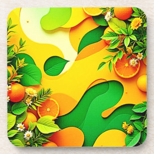 Fresh Citrus Summer Vibes Art Coaster