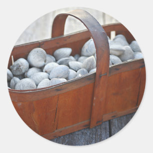 Fresh Clams in Vintage English Wooden Basket Classic Round Sticker
