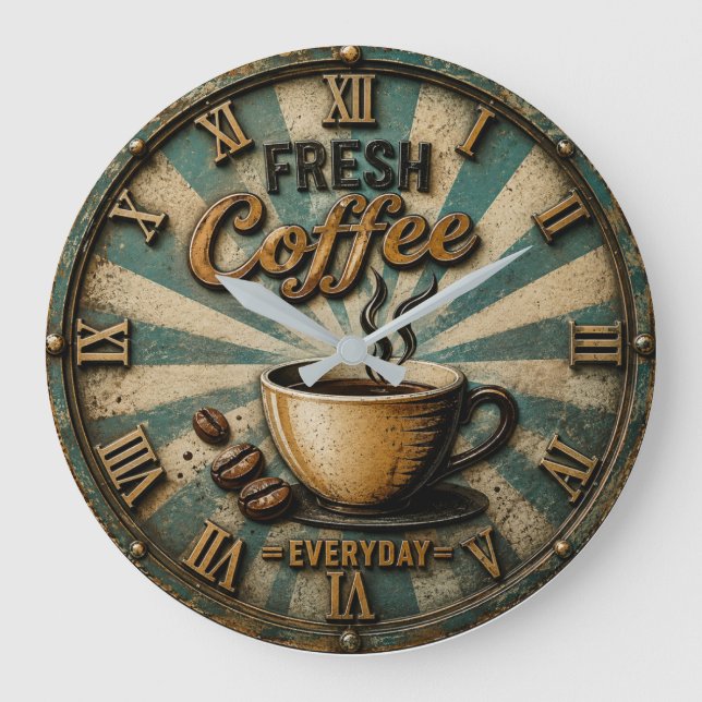Fresh Coffee Everyday Large Clock (Front)