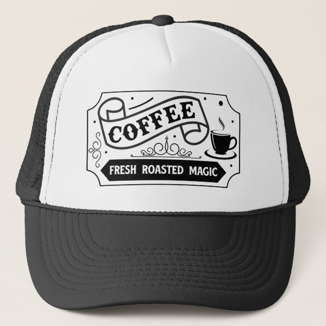 fresh coffee shop employee word art  trucker hat (Front)
