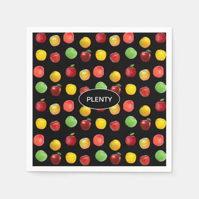 Fresh Colourful Apples on Black Napkins (Front)
