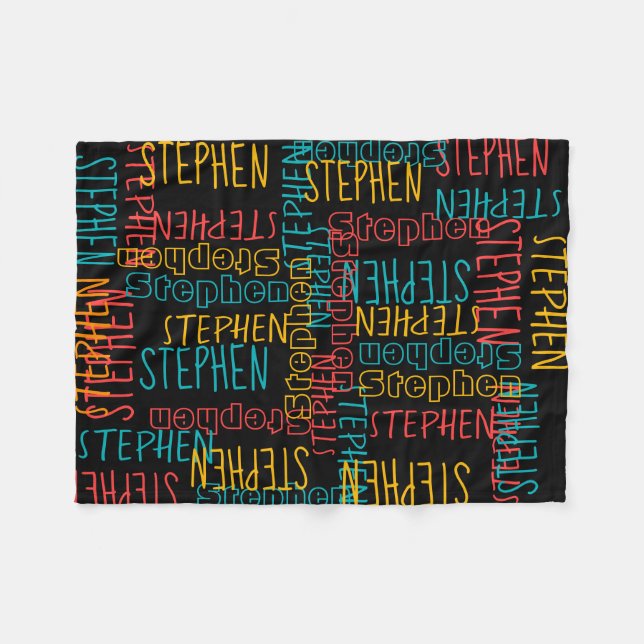 Fresh Colourful Cute Personalised Custom Name Fleece Blanket (Front (Horizontal))