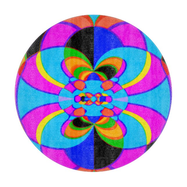 Fresh Colourful Neon Patterns Art Cutting Board (Front)