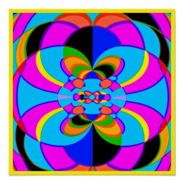 Fresh Colourful Neon Patterns Art Poster (Front)