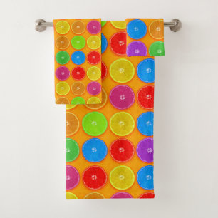 Fresh Colourful Orange Slices Bath Towel Set