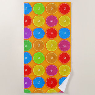 Fresh Colourful Orange Slices Beach Towel