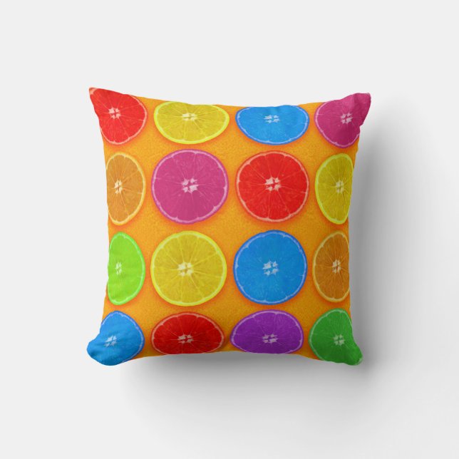 Fresh Colourful Orange Slices Cushion (Front)