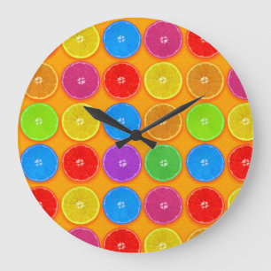 Fresh Colourful Orange Slices Large Clock