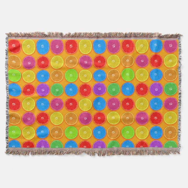 Fresh Colourful Orange Slices Throw Blanket (Front)