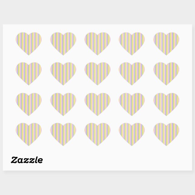 Fresh Colourful Striped Abstract Style Pattern Heart Sticker (Sheet)