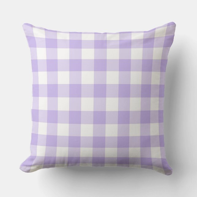 Fresh Country Lavender gingham Pattern Cushion (Front)