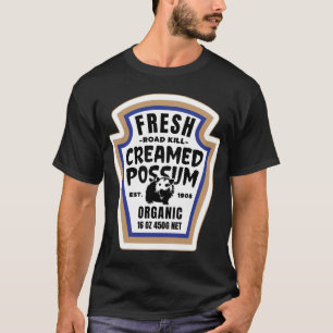 Fresh Creamed Possum Funny Halloween Food Label Co T-Shirt