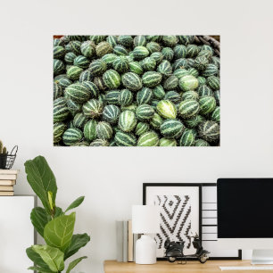 Fresh Cucamelon Green Striped Mexican Fruit Poster
