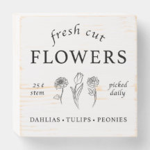 Fresh Cut Flowers Wooden Box Sign