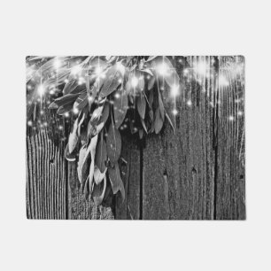 Fresh-cut Sage Barn-wood Grayscale Twinkle Lights Doormat