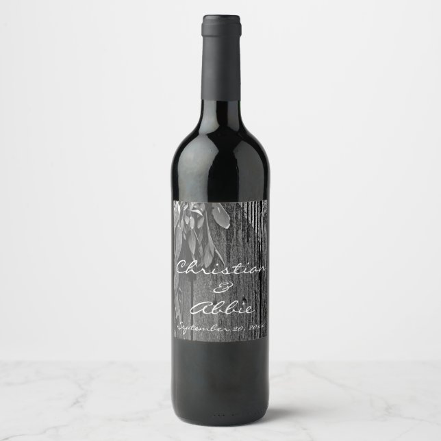 Fresh-cut Sage Barn-wood Grayscale  Wine Label (Front)