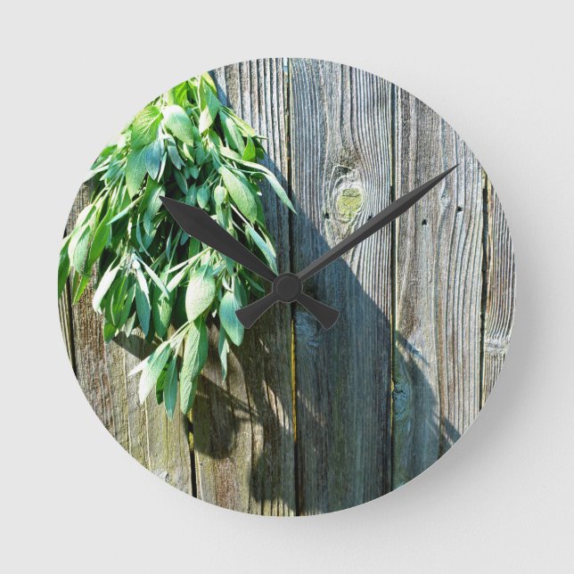Fresh-cut Sage Barn-wood Round Clock (Front)